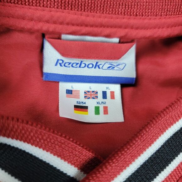 Vintage Reebok Windbreaker Jacket Men's Large Red Pullover Essential V-Neck 90's - Picture 6 of 8
